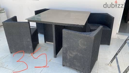 sofa set, dining table, tv , beds, fridge