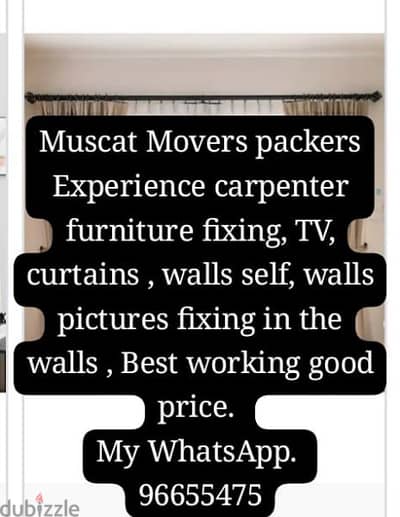 Best carpenter fixing curtains furniture TV