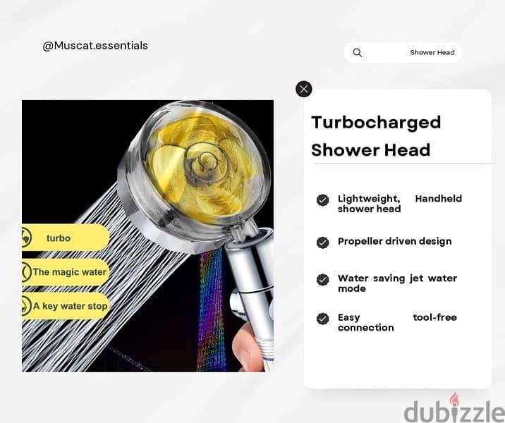 Water-Saving Turbo Shower Head 0