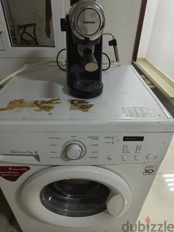 LG front load washing machine 7kg excellent condition and coffee mach 2