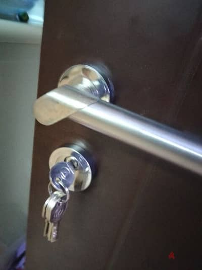 glass and wood door lock work