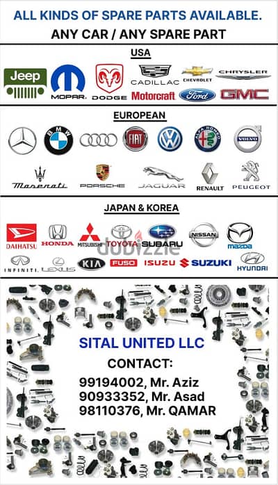 ALL KINDS OF SPARE PARTS AVAILABLE