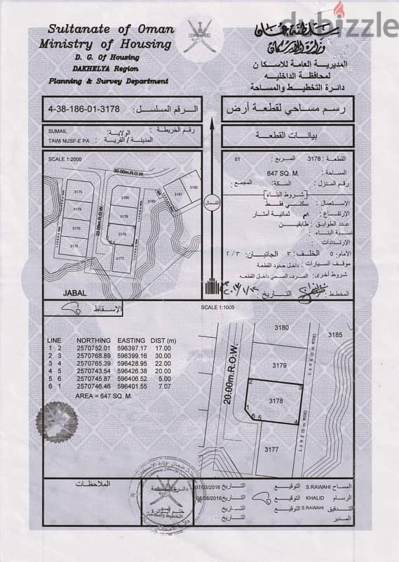 ارض للبيع سمائل / طوي النصف 1