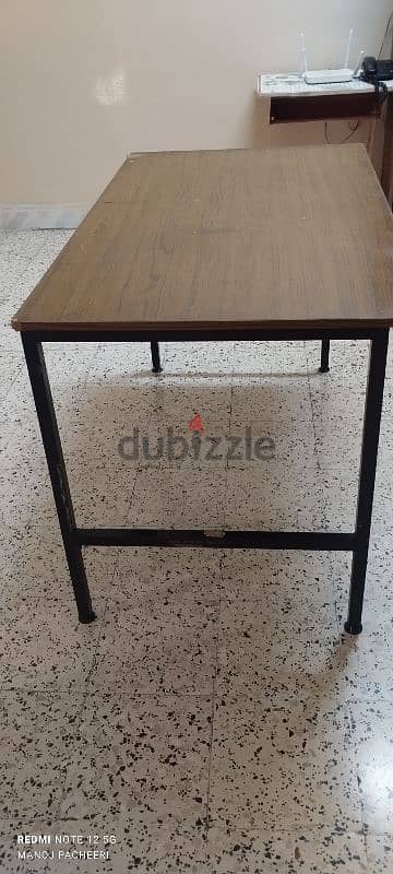 steel table with wooden top 0