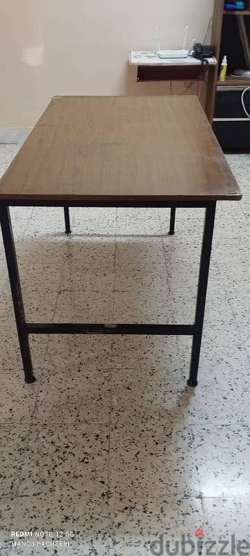 steel table with wooden top 1