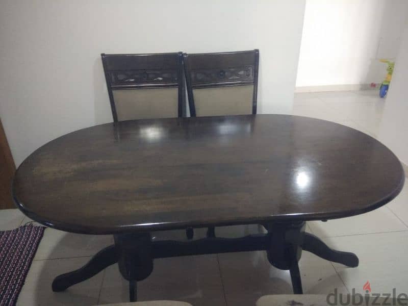 wooden dinning table + 6 chairs 2