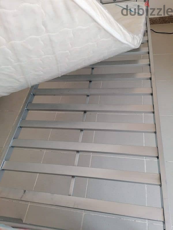 Like New Single Metal Bed With New Medicated Mattress For Just 13. OMR 1