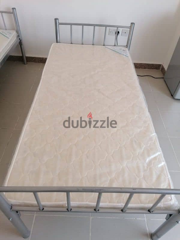 Like New Single Metal Bed With New Medicated Mattress For Just 13. OMR 2