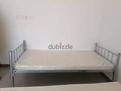 Like New Single Metal Bed With New Medicated Mattress For Sale 13 OMR 0