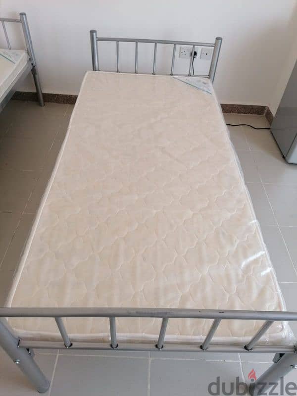 Like New Single Metal Bed With New Medicated Mattress For Sale 13 OMR 1