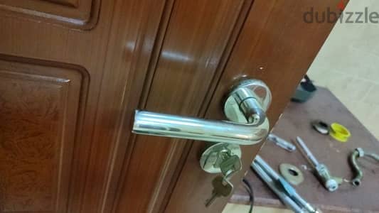 upvc glass and wood door lock work