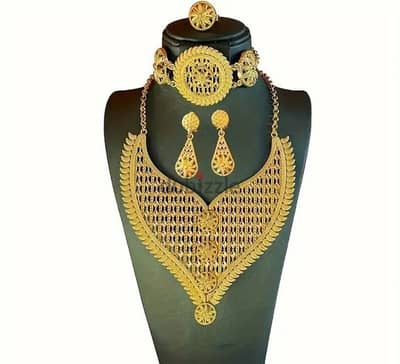 Luxury 24K Gold Plated Middle Eastern Fashion Jewelry Set, Bridal