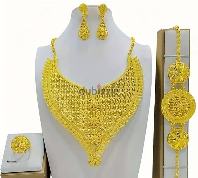 Luxury 24K Gold Plated Middle Eastern Fashion Jewelry Set, Bridal 1