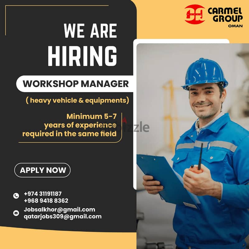 WORKSHOP MANAGER (Heavy vehicle & equipments) 0