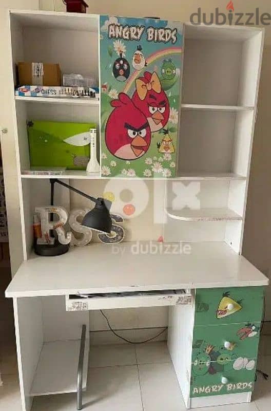 kid bed set with study table and wardrobe. 2