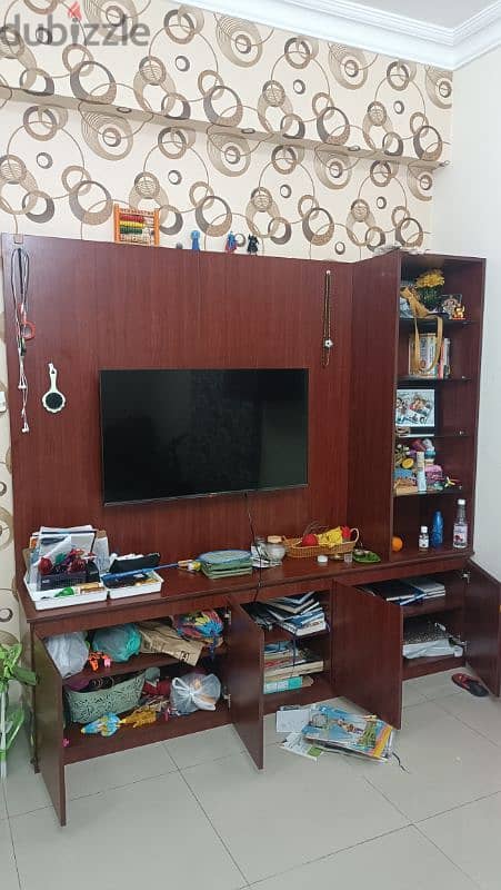 TV stand with glass bookshelf caboard 1