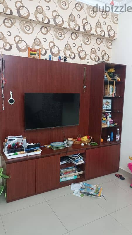 TV stand with glass bookshelf caboard 2