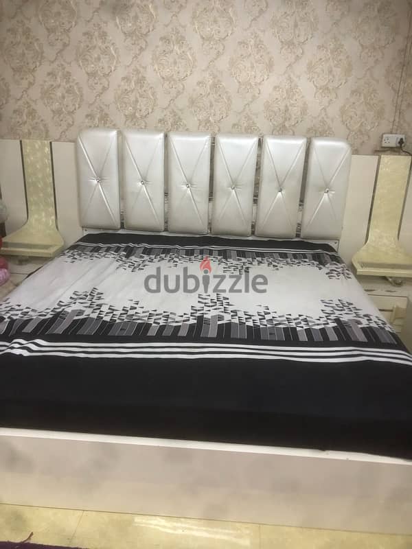 super king size bed +mattress (190*210) for sale with side tables 0