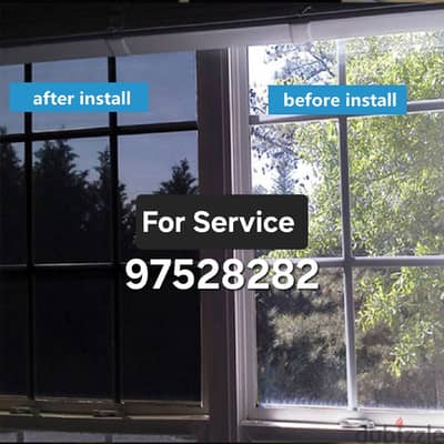 Window Glass Sticker Installation Service / Frosted Black tint Film