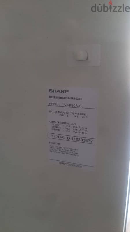 Sharp fridge 278litre 5