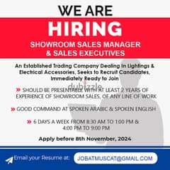 SHOWROOM SALES MANAGER & SALES EXECUTIVES 0