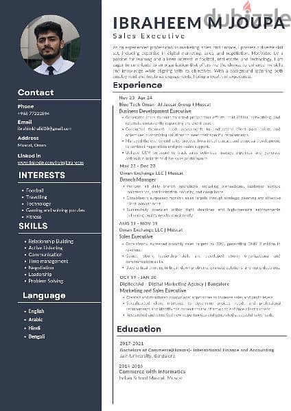 Business Development executive with driving license 0