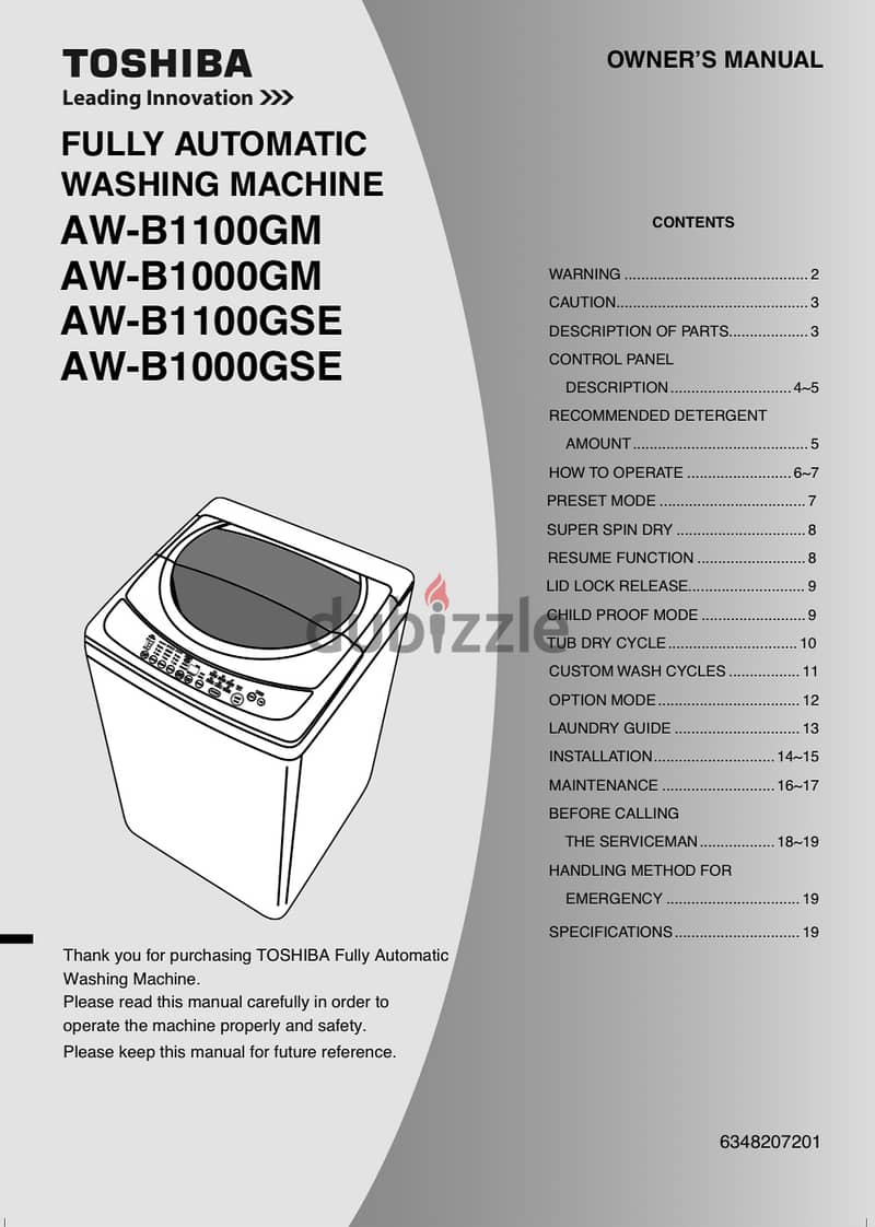 Toshiba fully automatic washing machine. 79 liter k 0