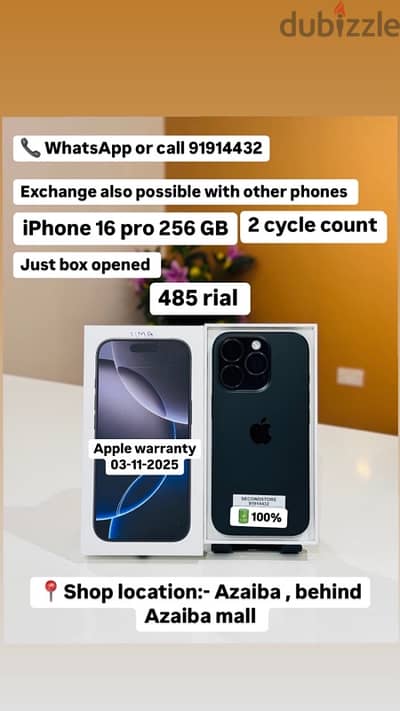 iPhone 16 pro 256 GB 2 cycle count Just box opened