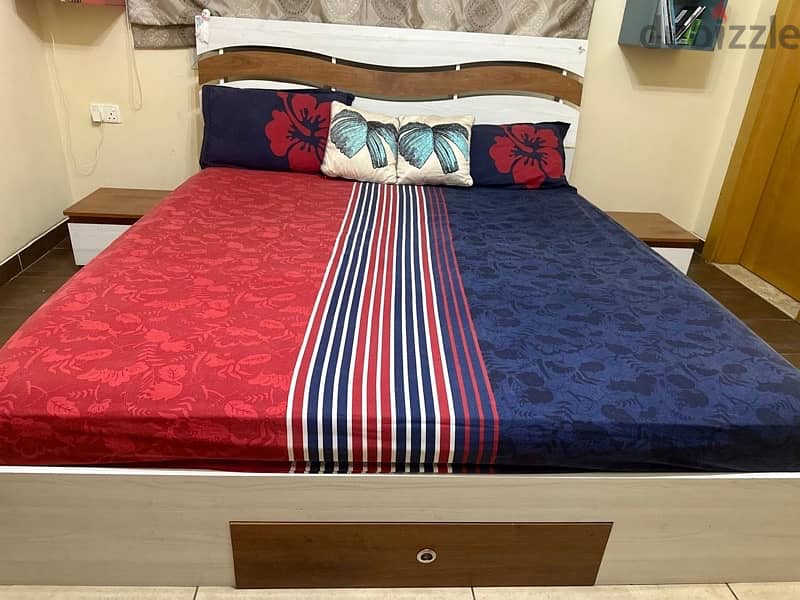 King Size Bed with 2 night stands and mattress 1