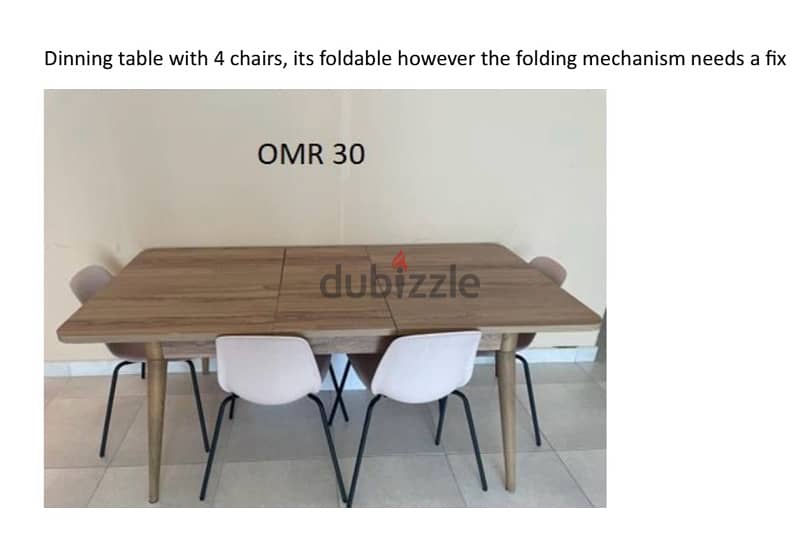 Folding heavy dinning table with 4 chairse 0