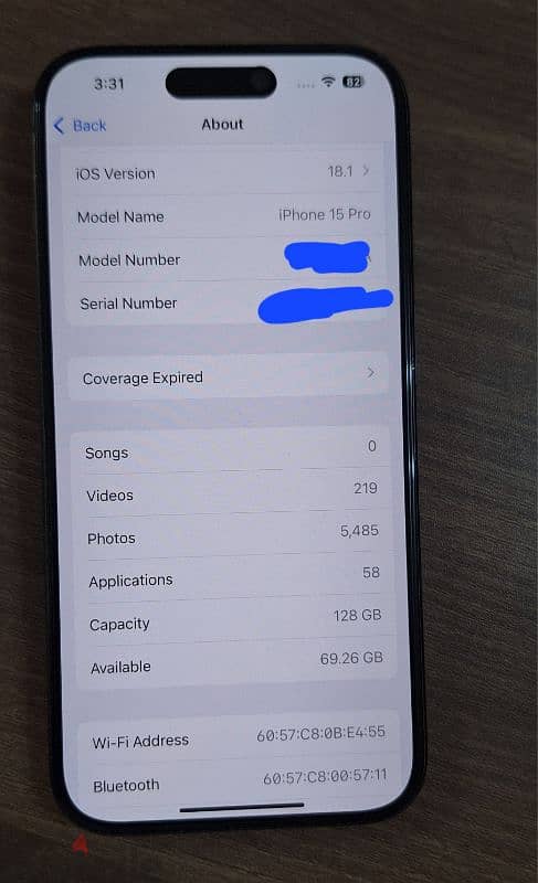 Iphone 15pro 128gb Oman phone battery 96 3