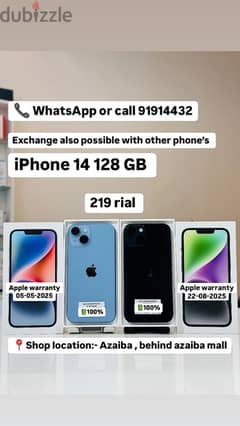 Apple iPhone 14 128 GB in very good condition with apple warranty 0