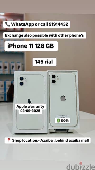 iPhone 11 128 GB almost new (USED) Apple warranty till 02-09-2025