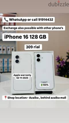 Apple iPhone 16 128 only 1 day used 1 year Apple warranty 0