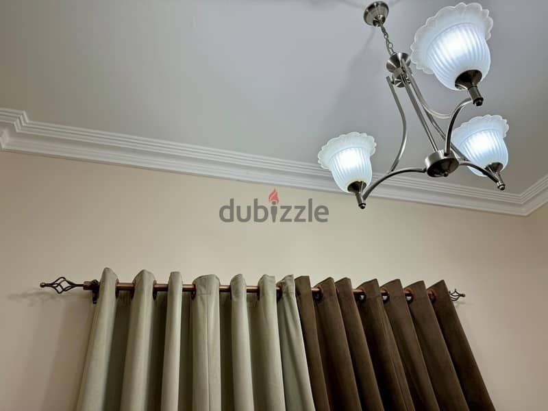 Curtains, Blackout, Double Layered 6 piece curtain with 2 metal rods 4