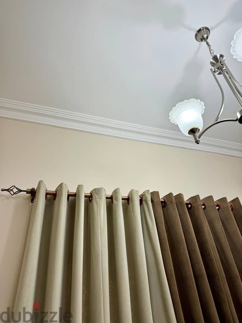 Curtains, Blackout, Double Layered 6 piece curtain with 2 metal rods 5