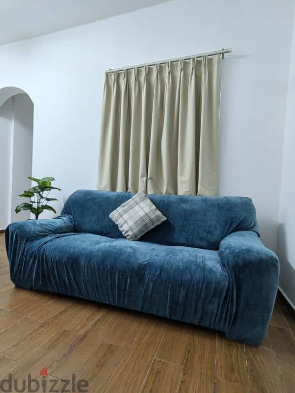 Good Leather sofa with cover 1