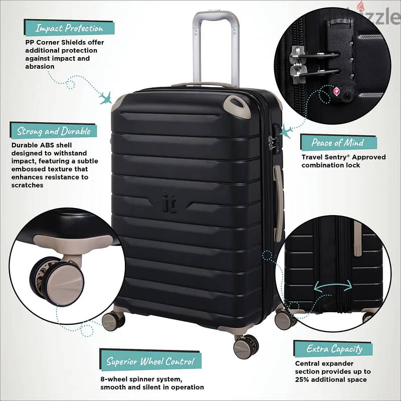 IT LUGGAGE SKYSCRAPER 3 PC LUGGAGE SET BLACK NEW 5