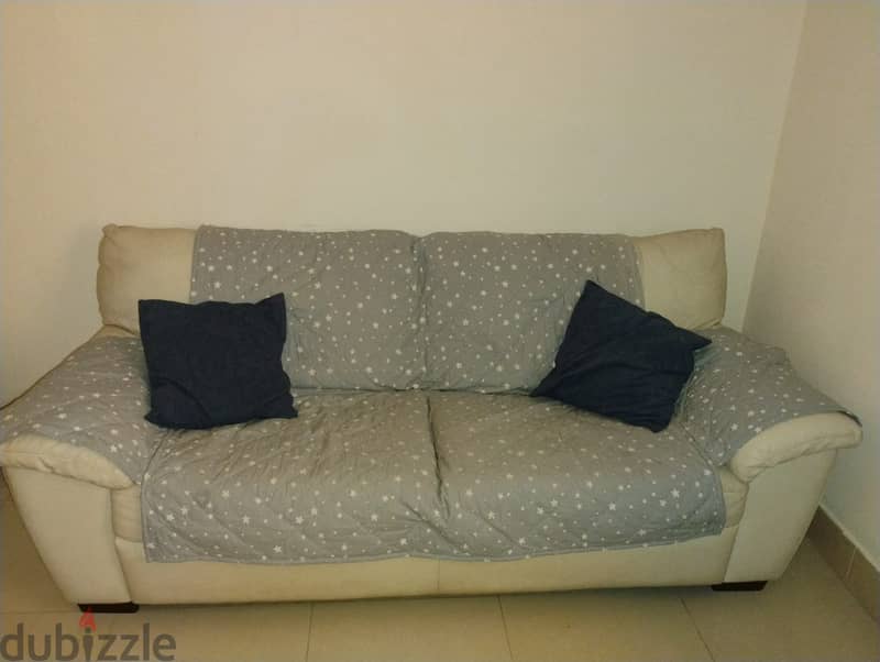 Big 2 seater leather Sofa & Single dewan bed with mattress 1