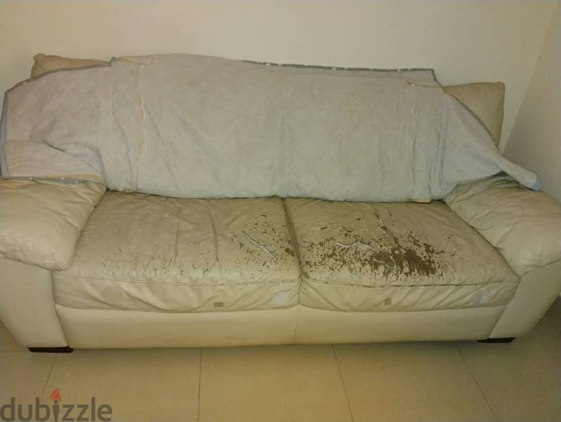 Big 2 seater leather Sofa & Single dewan bed with mattress 2