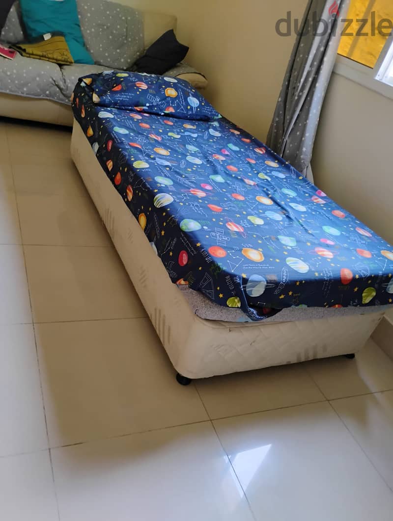 Big 2 seater leather Sofa & Single dewan bed with mattress 3