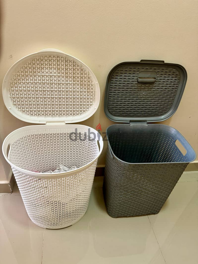 6 Months used Good quality laundry basket nd 1 normal quality L. basket 1