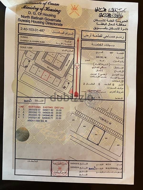 ارض تجاري موقع جميل السويق وقريب من خط الباطنة العام وحديقة السويق 0