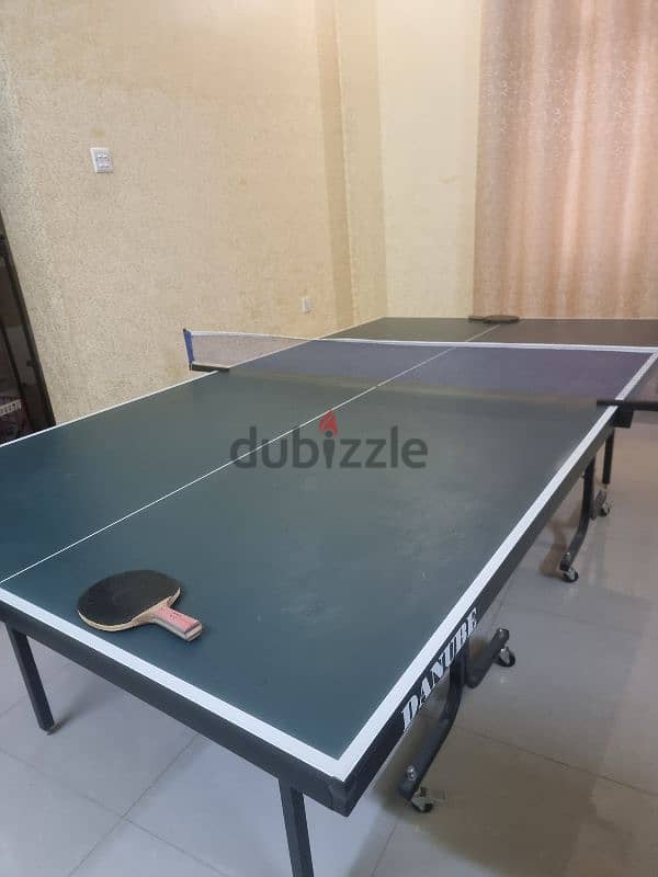 طاولة تنس مع الشبكة و مضربين Tennis table 1