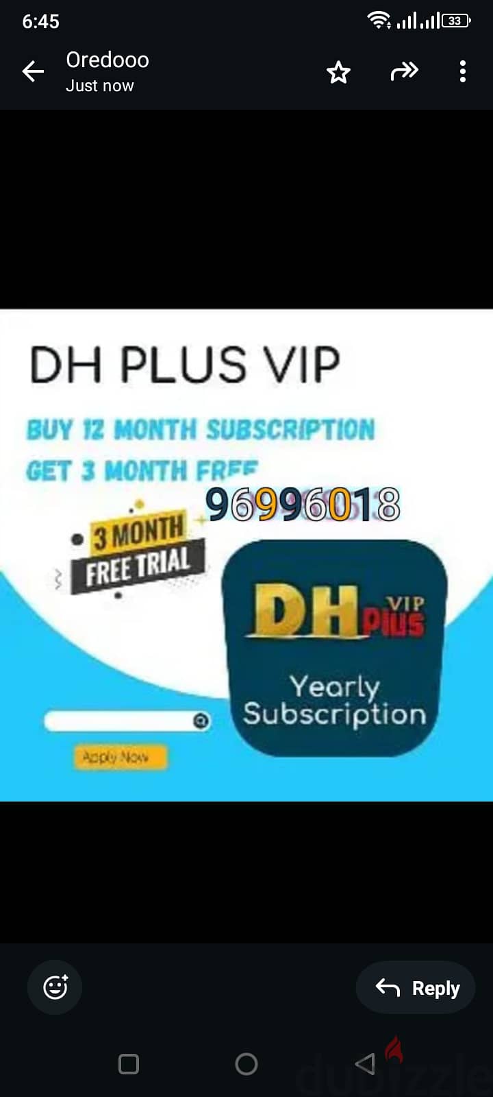 Dhl vip ip tv sub scription 12 / 3 total 15 month 0