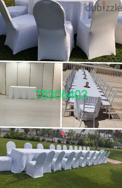 event service chair and table and air color for rent