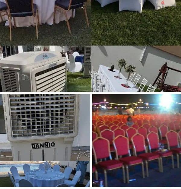 event service chair and table and air color for rent 1