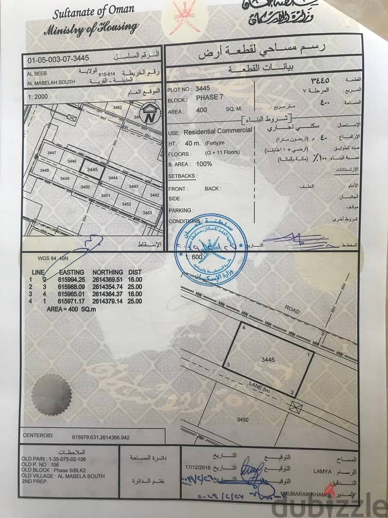 مباشرة من المالك للبيع ارض سكنية وتجارية في المعبيلة الجنوبية  2/5 0