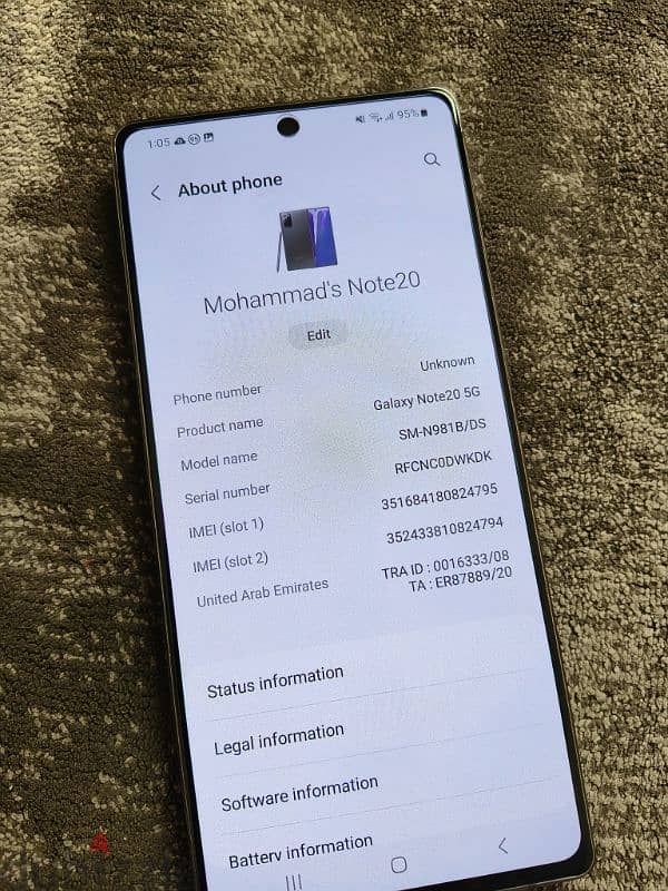 Samsung note 20 (dual sim) 256gb 12gb excellent condition 6