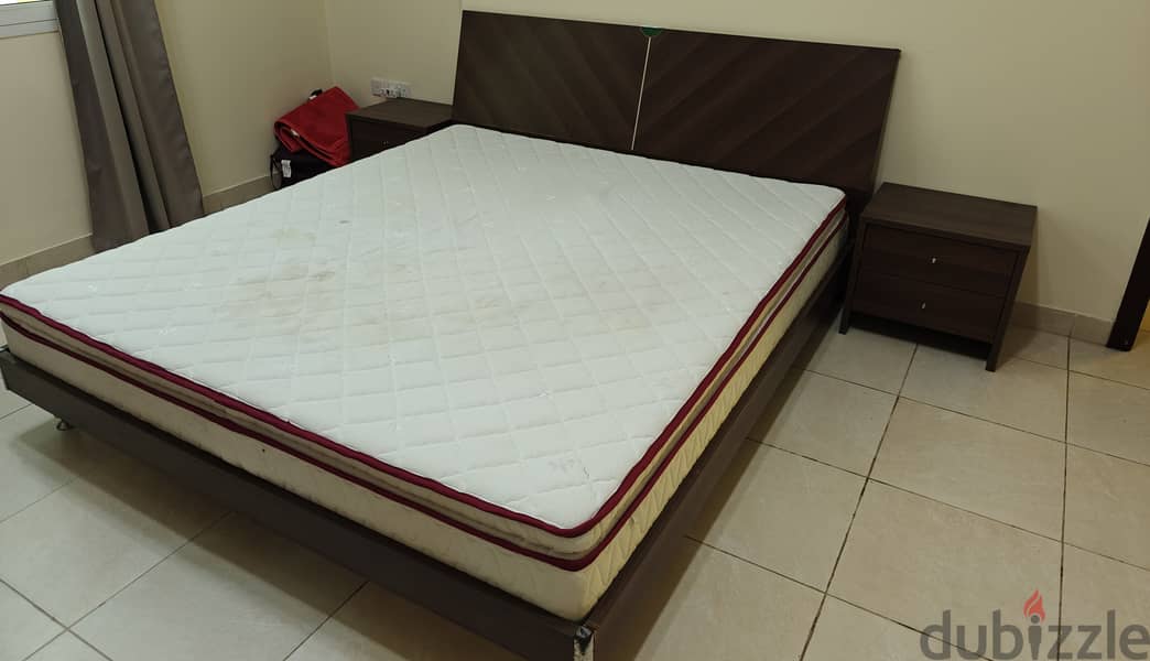 Bed with King Size Medicated Mattress and 2 side Tables for RO 75 1